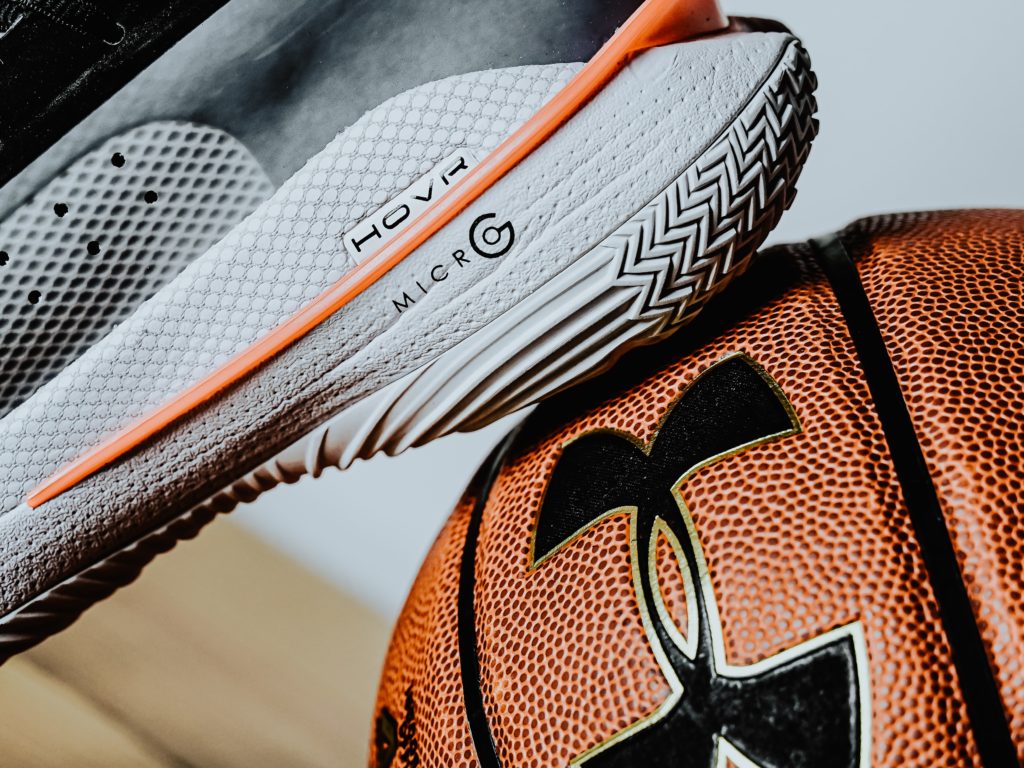 Under Armour logo on a basketball shoes