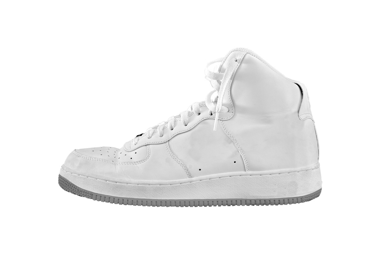 white high-top basketball shoes
