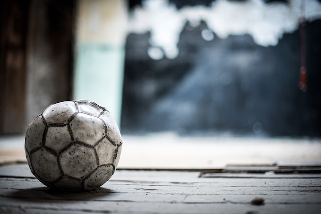 a worn-out football