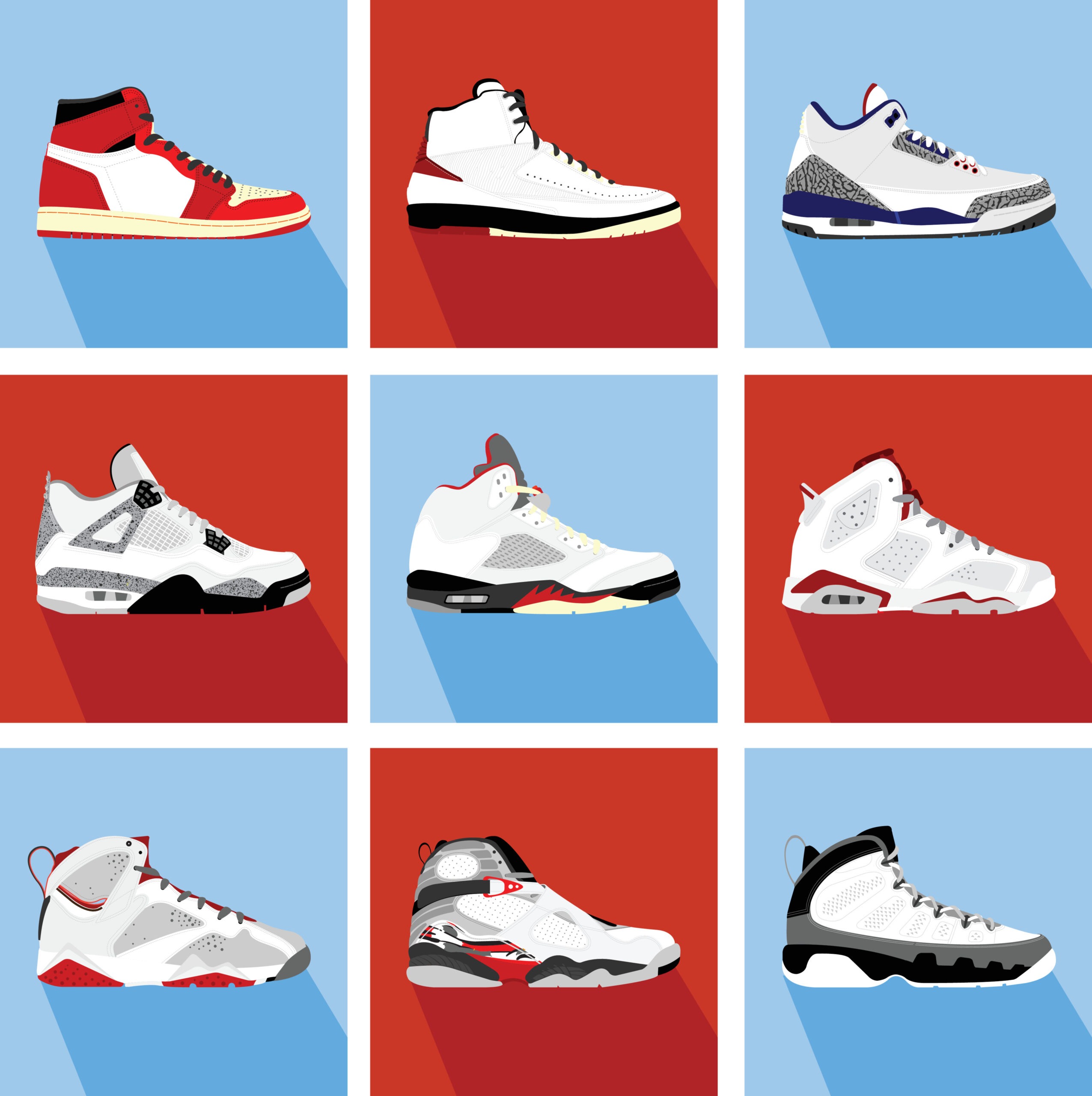 flat vector of retro basketball shoes part 2